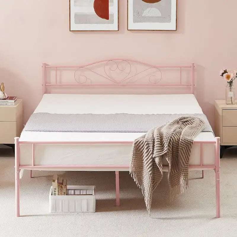 Javlergo Metal Platform Bed Frame with Modern Headboard, No Box Spring Needed