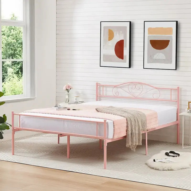 Javlergo Metal Platform Bed Frame with Modern Headboard, No Box Spring Needed