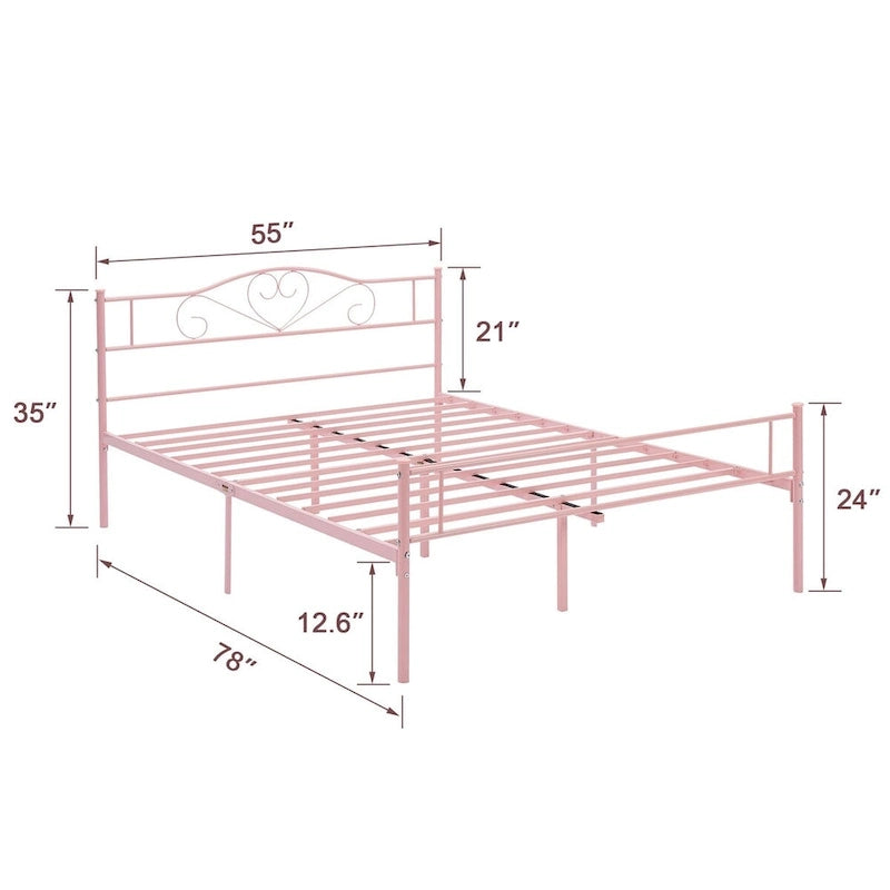 Javlergo Metal Platform Bed Frame with Modern Headboard, No Box Spring Needed