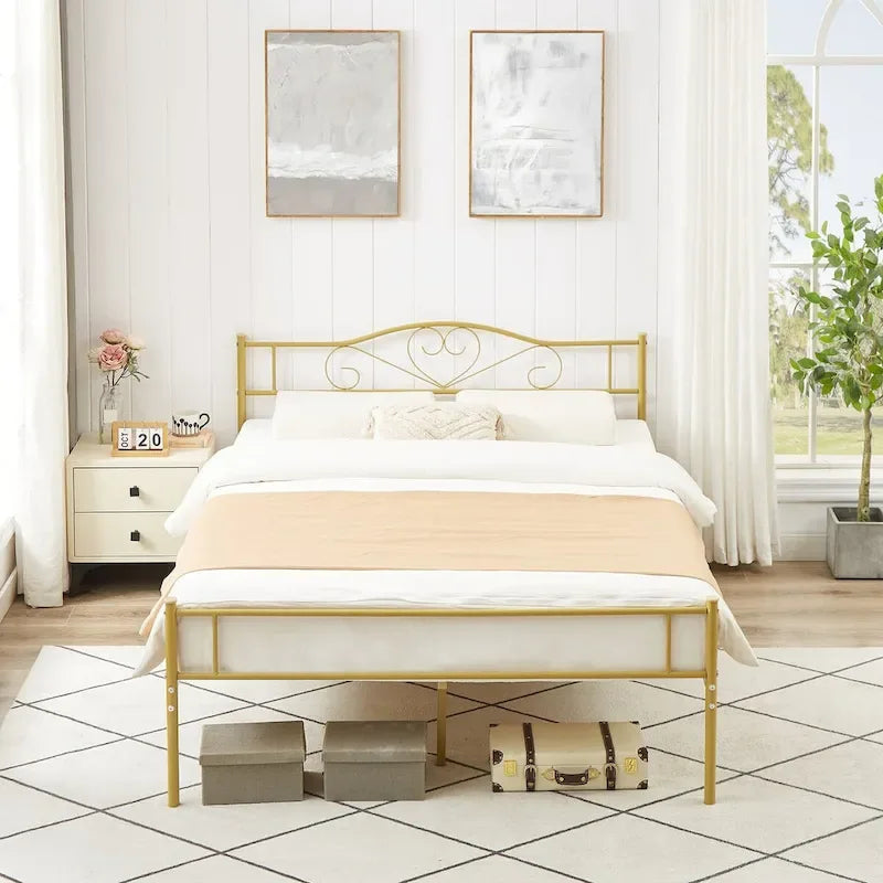 Javlergo Metal Platform Bed Frame with Modern Headboard, No Box Spring Needed