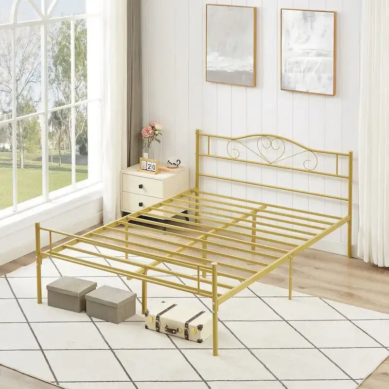 Javlergo Metal Platform Bed Frame with Modern Headboard, No Box Spring Needed