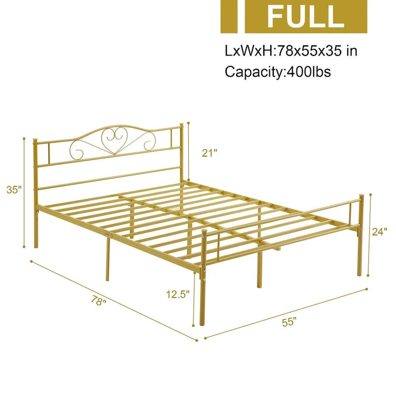 Javlergo Metal Platform Bed Frame with Modern Headboard, No Box Spring Needed