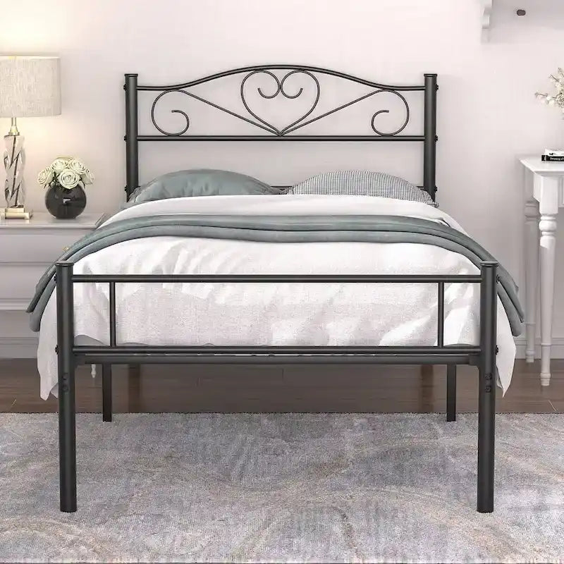 Javlergo Metal Platform Bed Frame with Modern Headboard, No Box Spring Needed