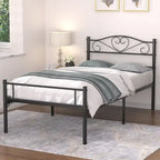 Javlergo Metal Platform Bed Frame with Modern Headboard, No Box Spring Needed