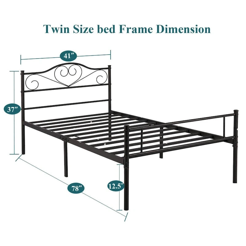 Javlergo Metal Platform Bed Frame with Modern Headboard, No Box Spring Needed