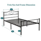 Javlergo Metal Platform Bed Frame with Modern Headboard, No Box Spring Needed