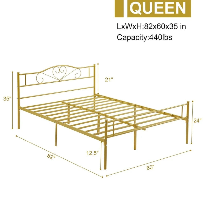 Javlergo Metal Platform Bed Frame with Modern Headboard, No Box Spring Needed
