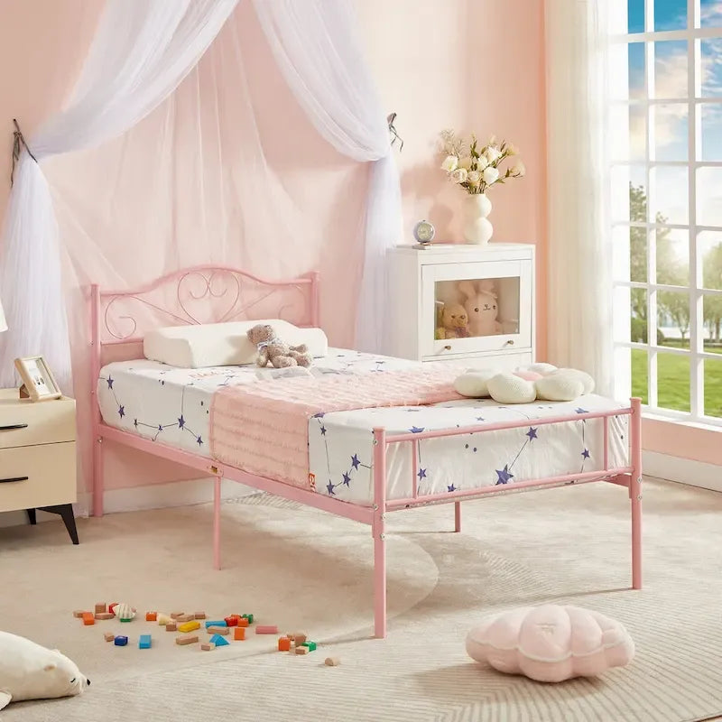 Javlergo Metal Platform Bed Frame with Modern Headboard, No Box Spring Needed