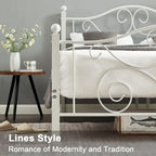Javlergo Victoria Metal Platform Bed Frame with Headboard and Footboard