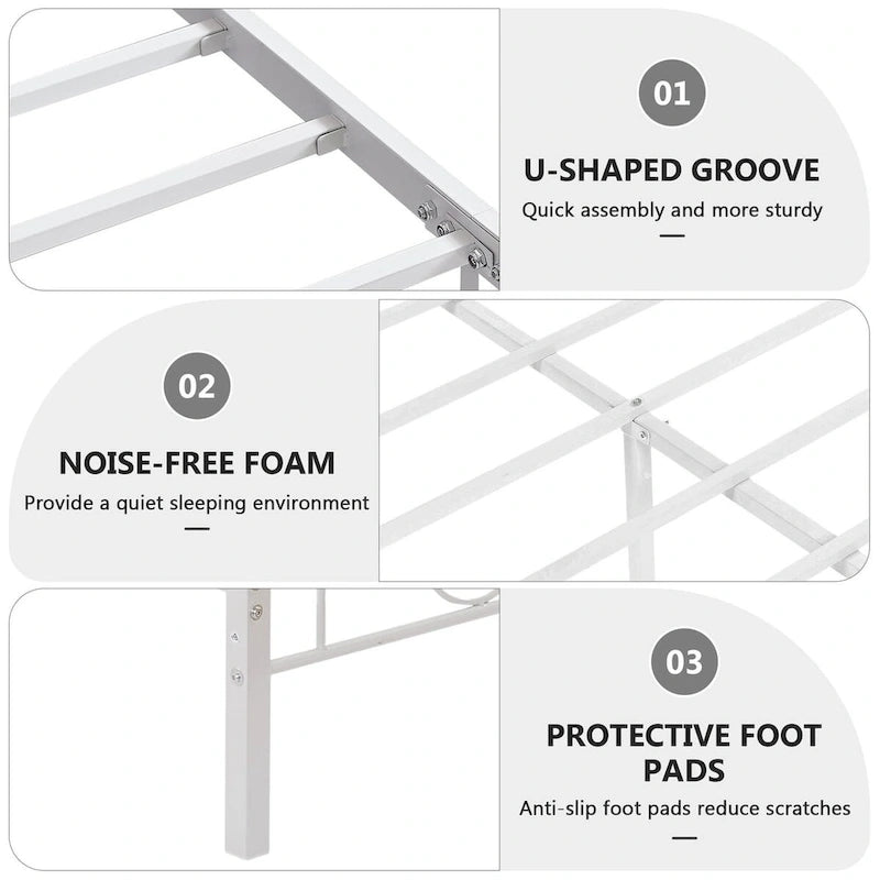 Javlergo Victoria Metal Platform Bed Frame with Headboard and Footboard