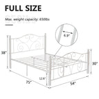 Javlergo Victoria Metal Platform Bed Frame with Headboard and Footboard