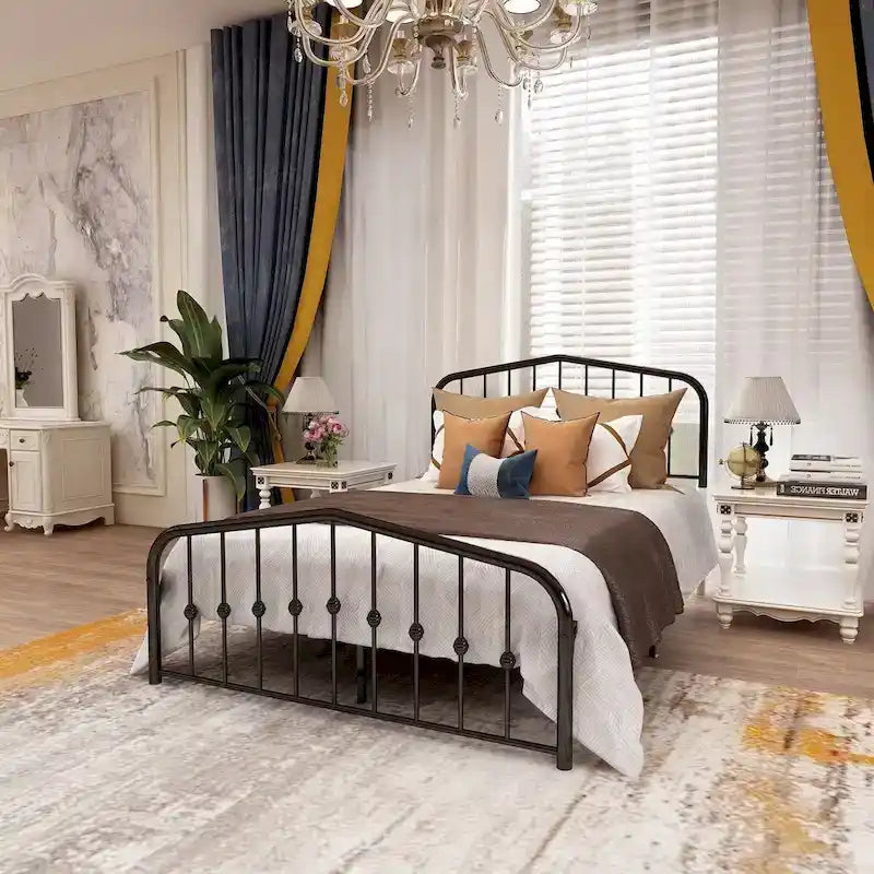 Aufank Platform Metal Bed Frame, Iron Slat, Easy Assembly