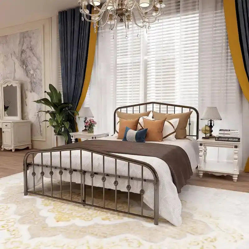 Aufank Platform Metal Bed Frame, Iron Slat, Easy Assembly