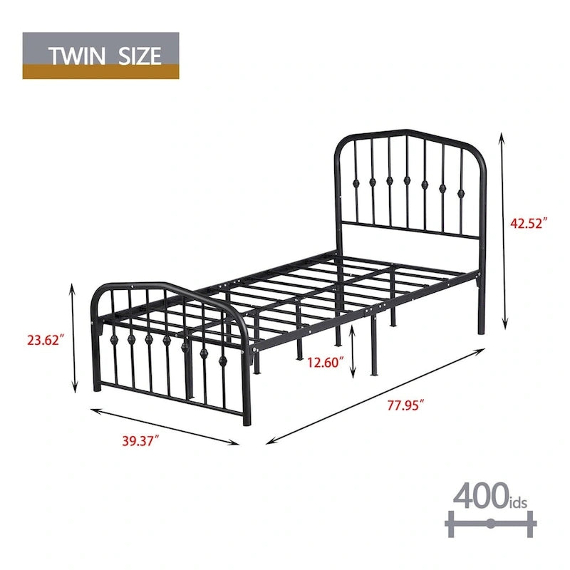 Aufank Platform Metal Bed Frame, Iron Slat, Easy Assembly