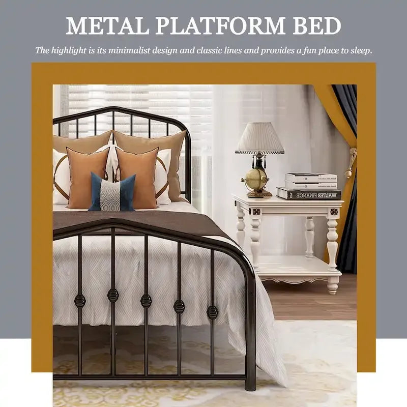 Aufank Platform Metal Bed Frame, Iron Slat, Easy Assembly