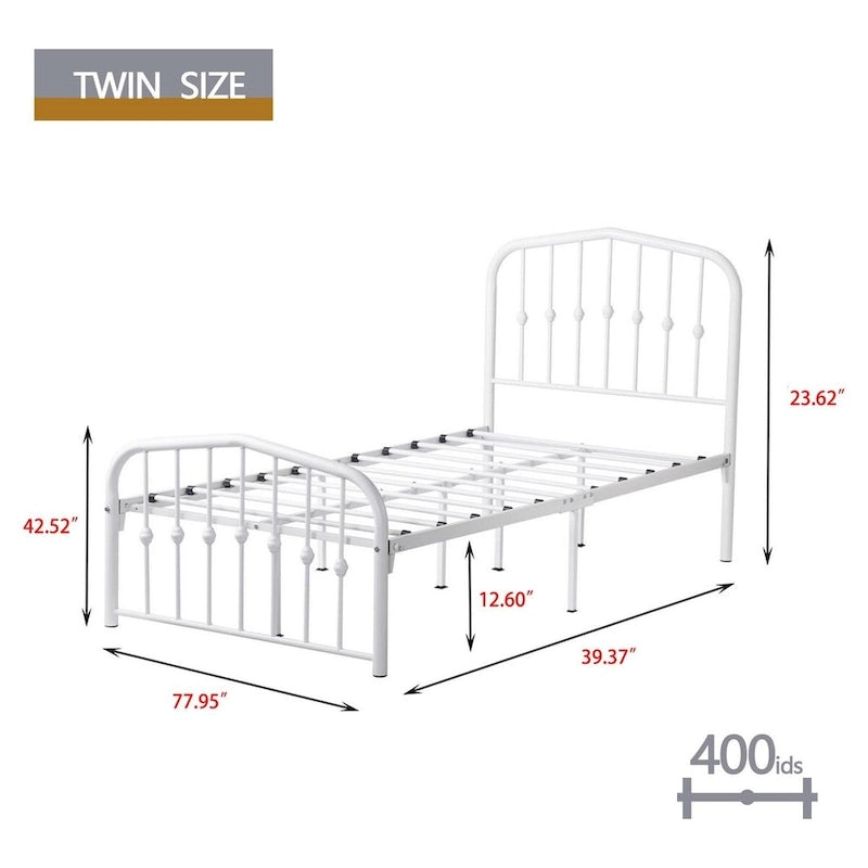 Aufank Platform Metal Bed Frame, Iron Slat, Easy Assembly