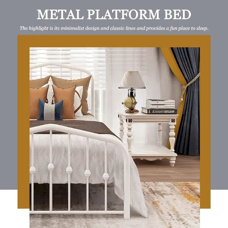 Aufank Platform Metal Bed Frame, Iron Slat, Easy Assembly
