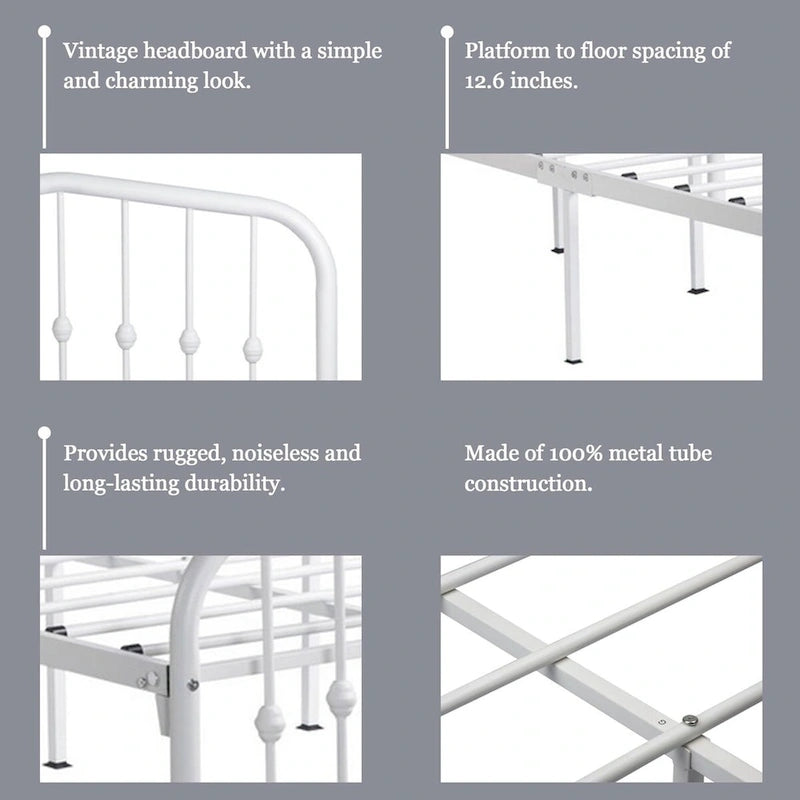 Aufank Platform Metal Bed Frame, Iron Slat, Easy Assembly