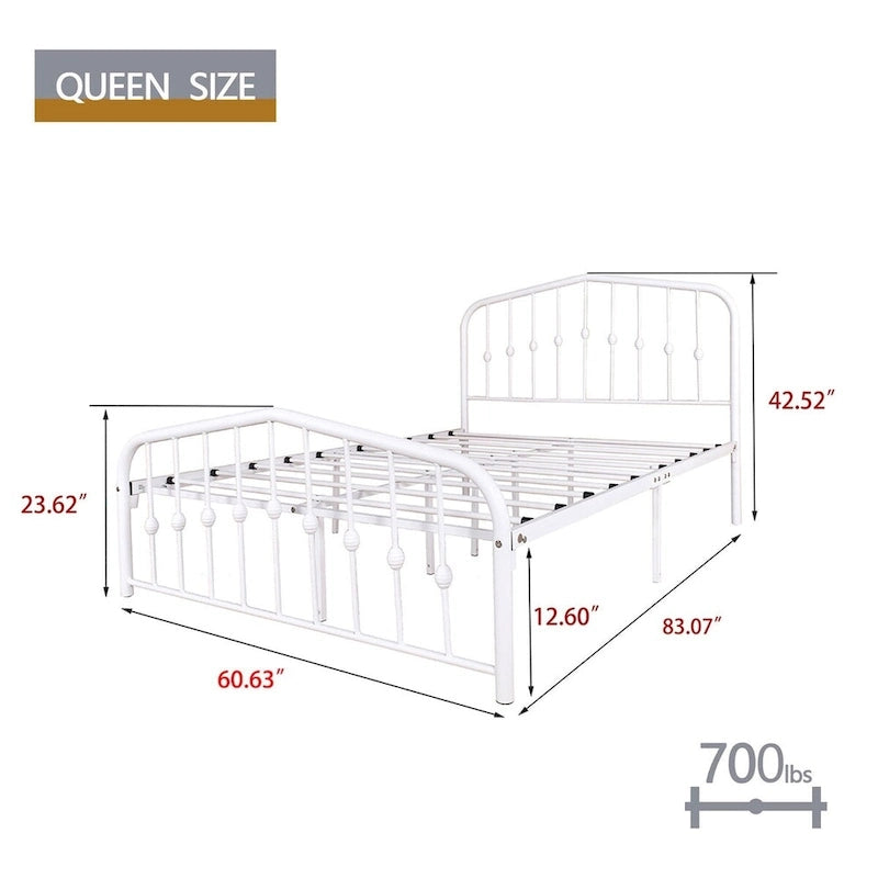 Aufank Platform Metal Bed Frame, Iron Slat, Easy Assembly