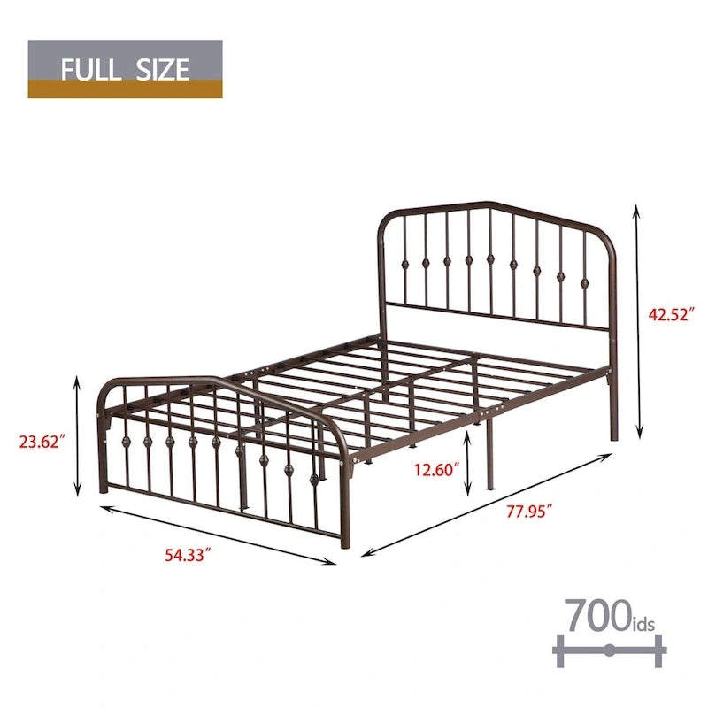 Aufank Platform Metal Bed Frame, Iron Slat, Easy Assembly