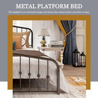 Aufank Platform Metal Bed Frame, Iron Slat, Easy Assembly