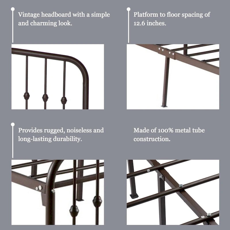Aufank Platform Metal Bed Frame, Iron Slat, Easy Assembly