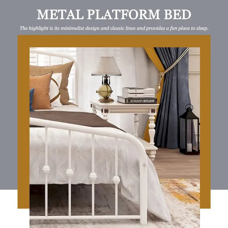 Aufank Platform Metal Bed Frame, Iron Slat, Easy Assembly