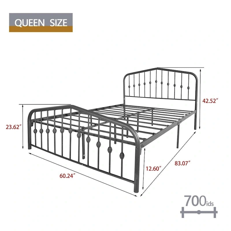 Aufank Platform Metal Bed Frame, Iron Slat, Easy Assembly