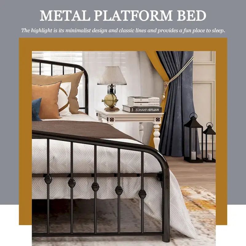 Aufank Platform Metal Bed Frame, Iron Slat, Easy Assembly