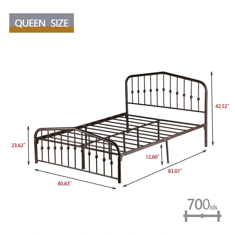 Aufank Platform Metal Bed Frame, Iron Slat, Easy Assembly