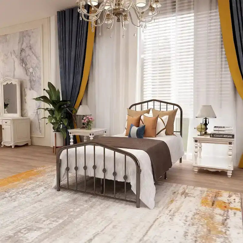 Aufank Platform Metal Bed Frame, Iron Slat, Easy Assembly