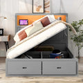 Wood Queen Size Hydraulic Platform Bed with Storage LED Headboard