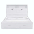 Wood Queen Size Hydraulic Platform Bed with Storage LED Headboard