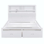 Wood Queen Size Hydraulic Platform Bed with Storage LED Headboard