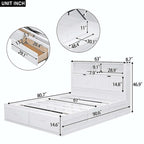 Wood Queen Size Hydraulic Platform Bed with Storage LED Headboard
