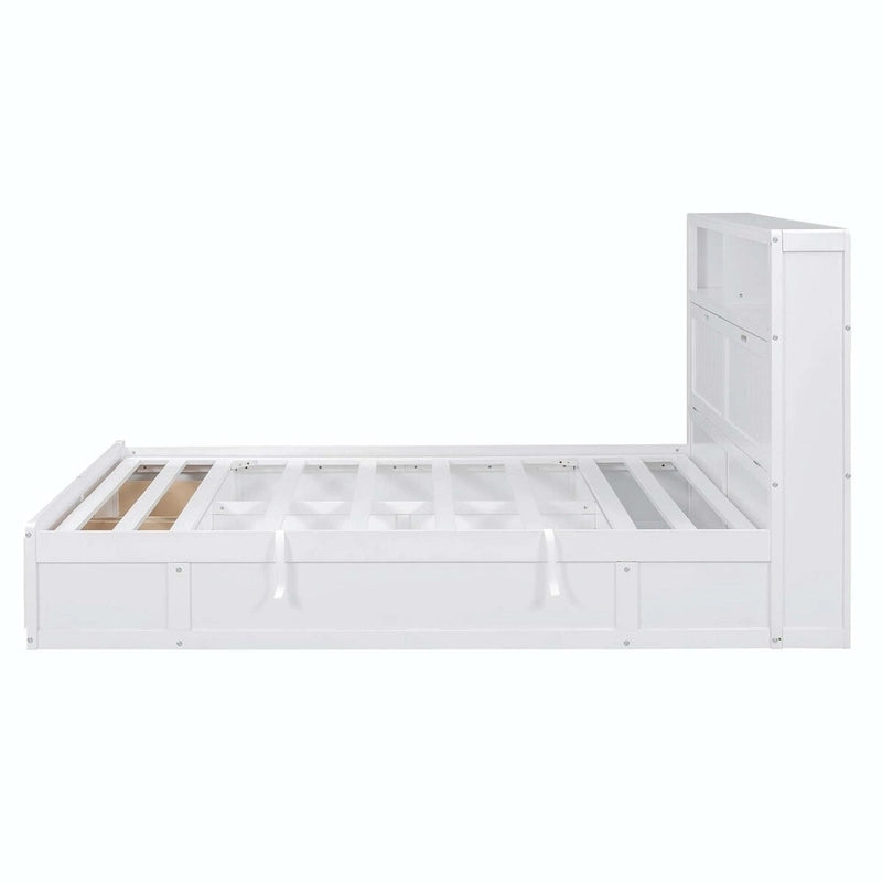 Wood Queen Size Hydraulic Platform Bed with Storage LED Headboard