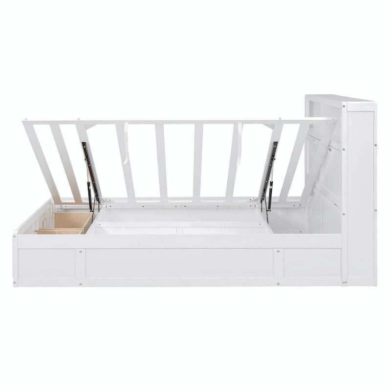 Wood Queen Size Hydraulic Platform Bed with Storage LED Headboard