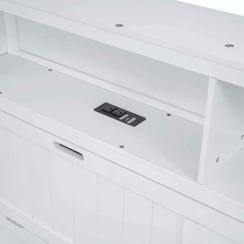 Wood Queen Size Hydraulic Platform Bed with Storage LED Headboard