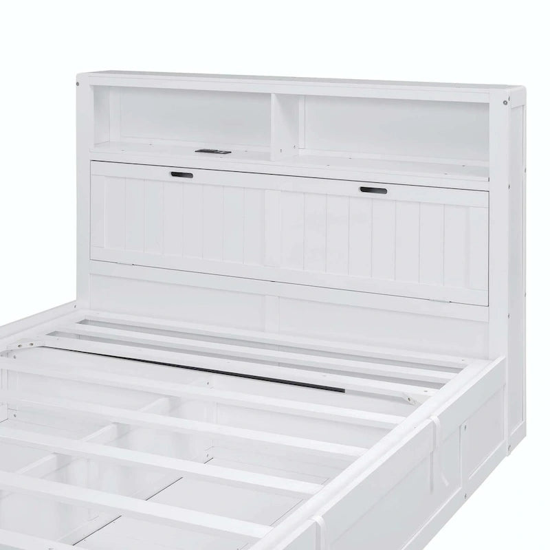 Wood Queen Size Hydraulic Platform Bed with Storage LED Headboard