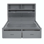 Wood Queen Size Hydraulic Platform Bed with Storage LED Headboard