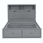 Wood Queen Size Hydraulic Platform Bed with Storage LED Headboard