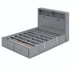 Wood Queen Size Hydraulic Platform Bed with Storage LED Headboard