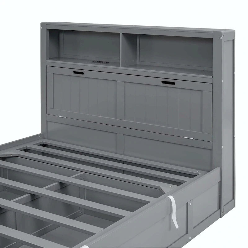 Wood Queen Size Hydraulic Platform Bed with Storage LED Headboard