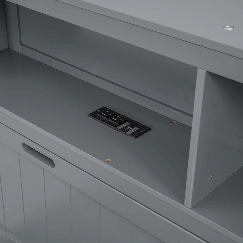 Wood Queen Size Hydraulic Platform Bed with Storage LED Headboard