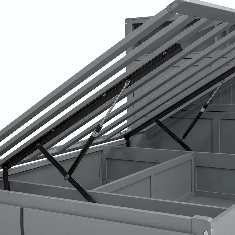 Wood Queen Size Hydraulic Platform Bed with Storage LED Headboard