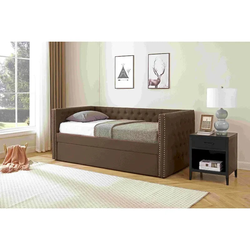 Upholstered Daybed with Trundle