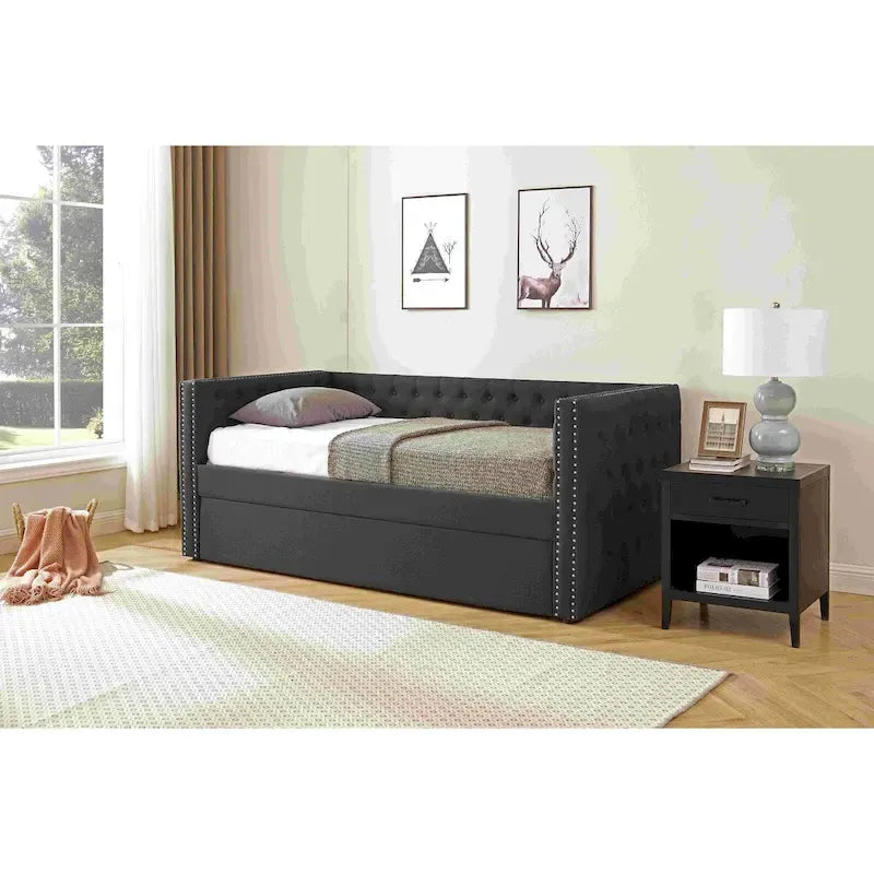 Upholstered Daybed with Trundle