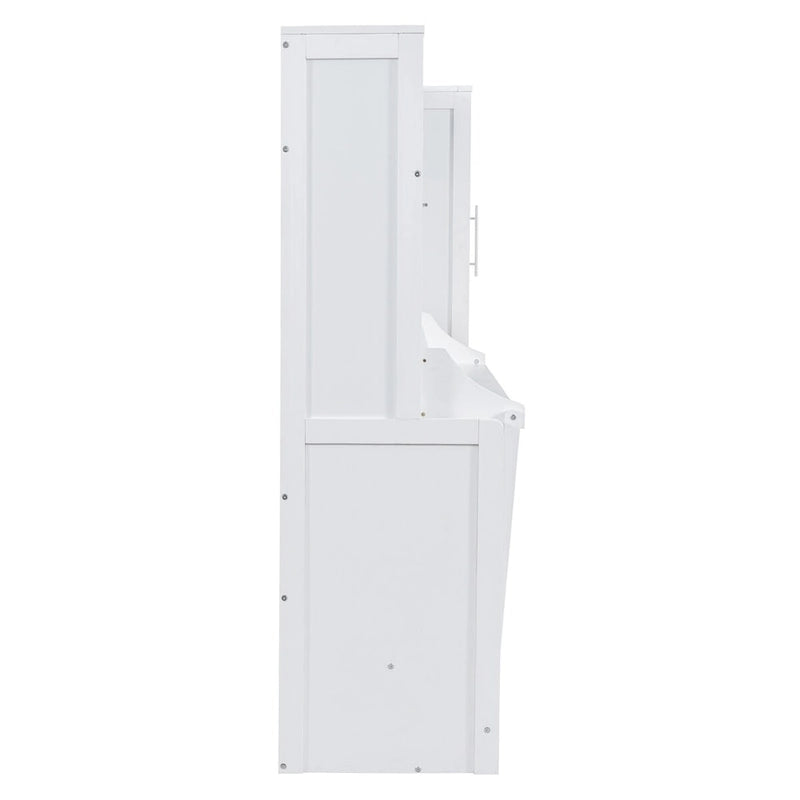 Queen Size Murphy Bed Wall Bed with Closet and Drawers,Gray