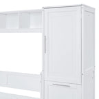 Queen Size Murphy Bed Wall Bed with Closet and Drawers,Gray