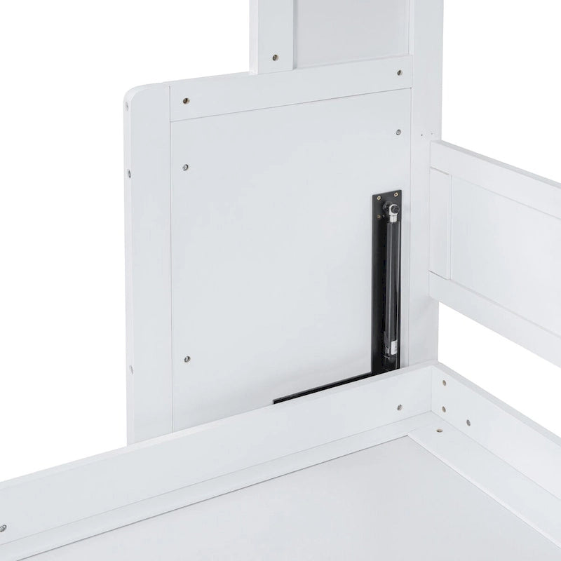 Queen Size Murphy Bed Wall Bed with Closet and Drawers,Gray